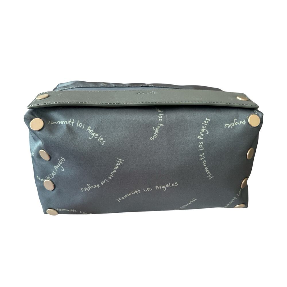 Hammitt Logo Dopp Kit Travel Toiletry Case Organizer Gray Blue Nylon Leather Zip - Picture 4 of 12